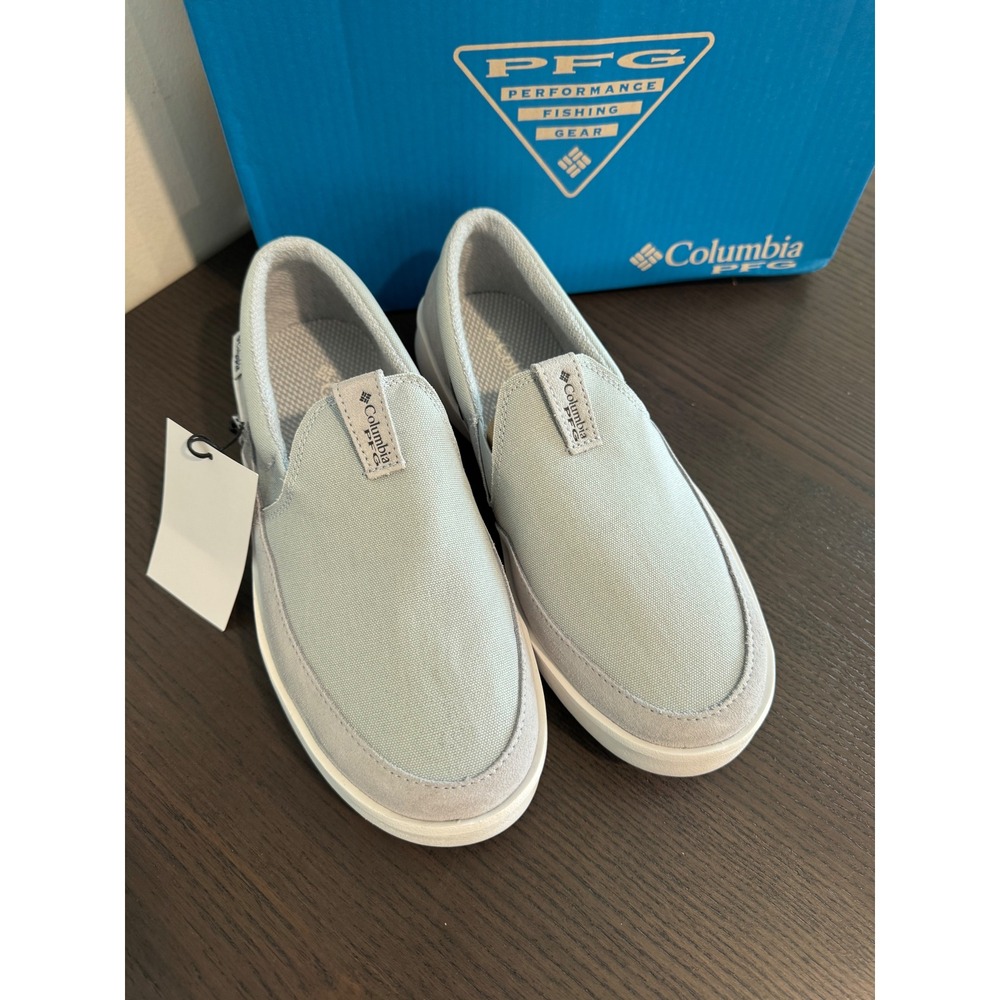 Columbia Boatside PFG Women 10 Cirrus Grey Slip On Boat Shoe Lightweight Canvas